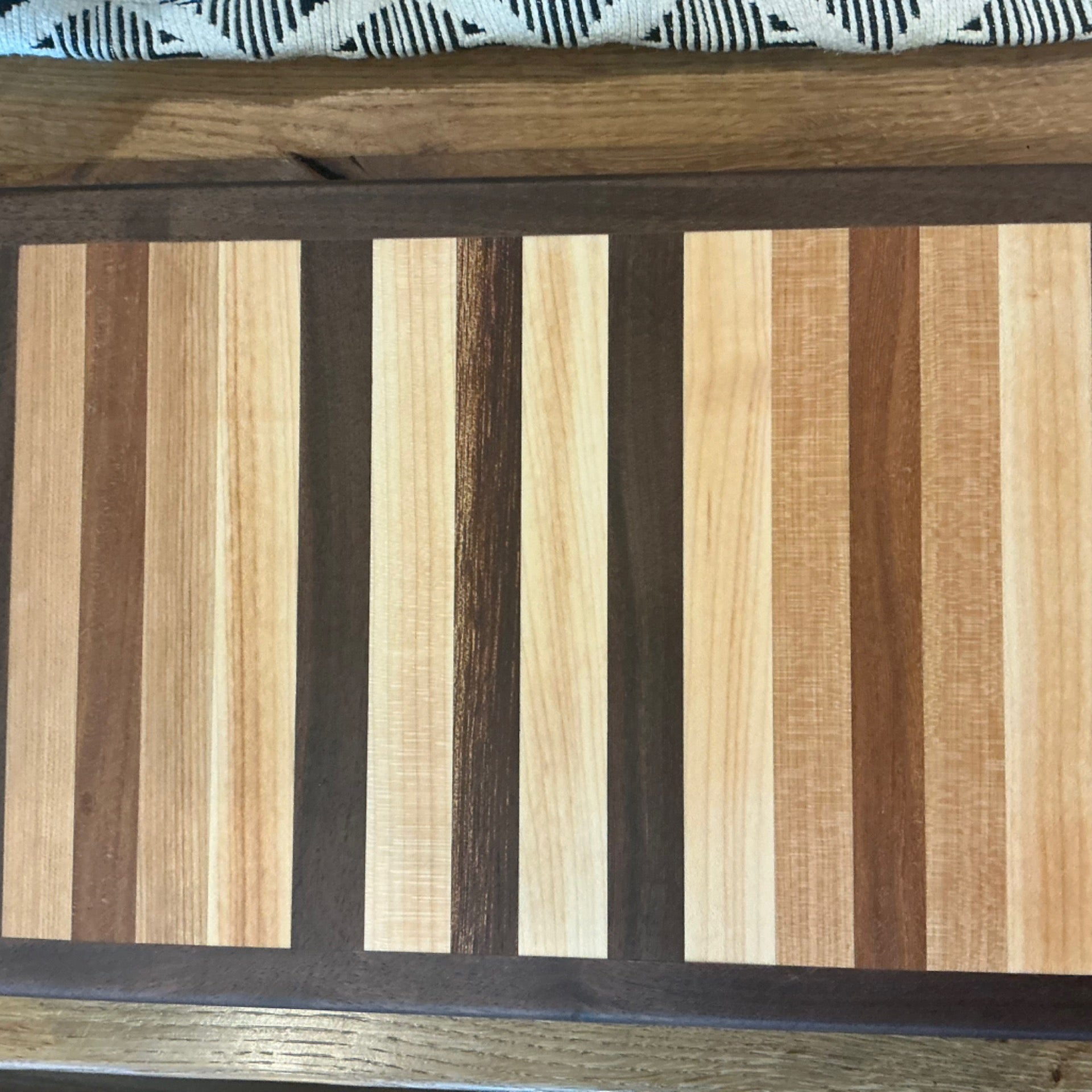 Striped Cutting board w/brass feet