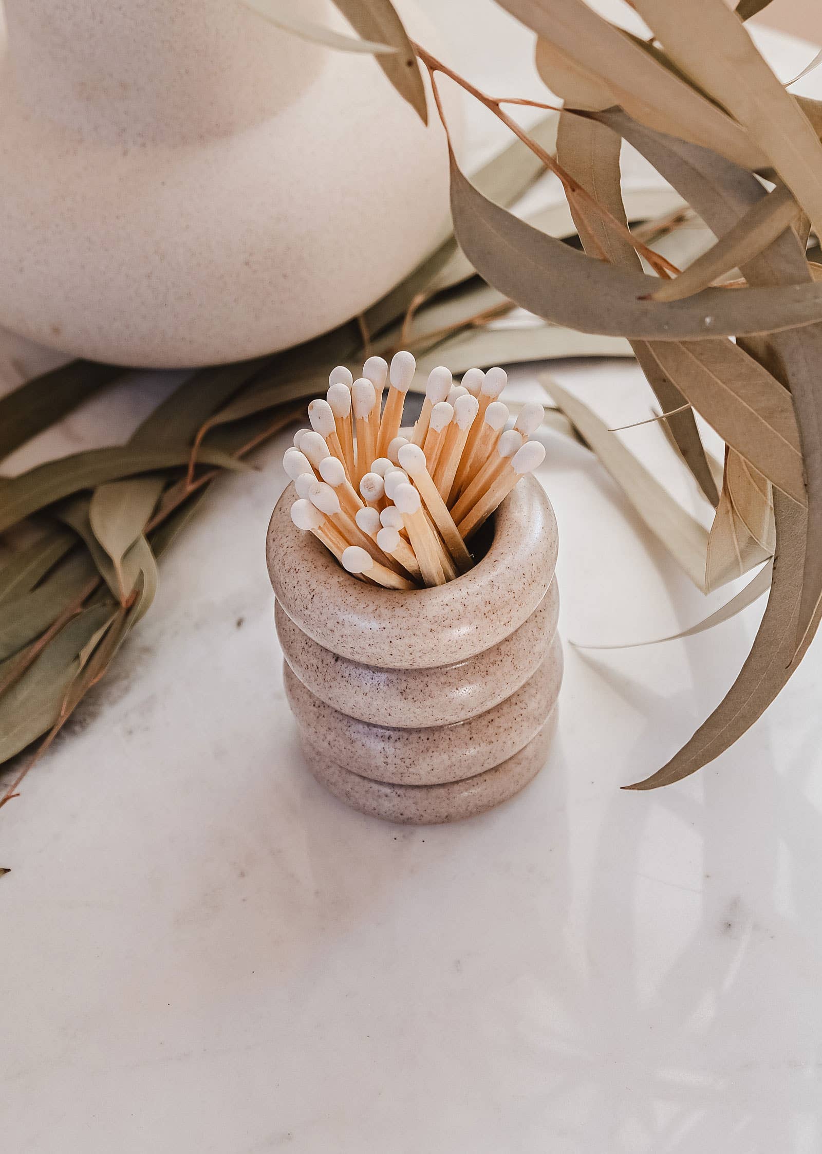 Ceramic match pot: Speckled grey, photo 5 of 8