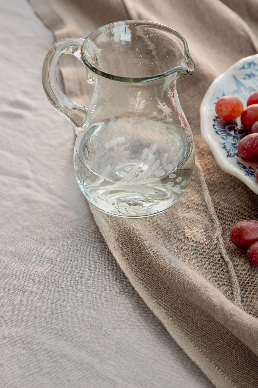 Hand-etched Blown Petite Pitcher, photo 5 of 5