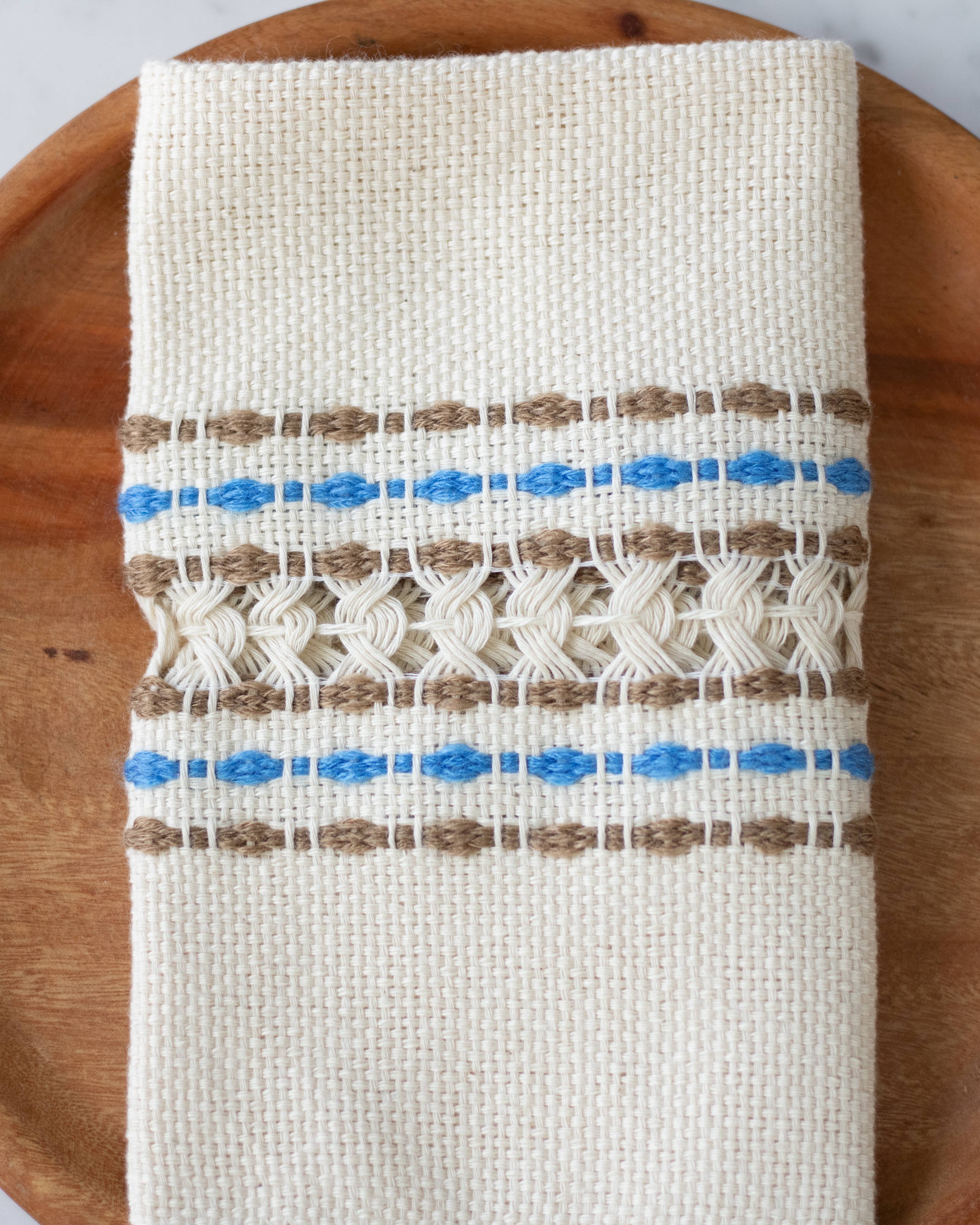Handwoven Cotton Napkin - Blue and Brown, photo 2 of 4