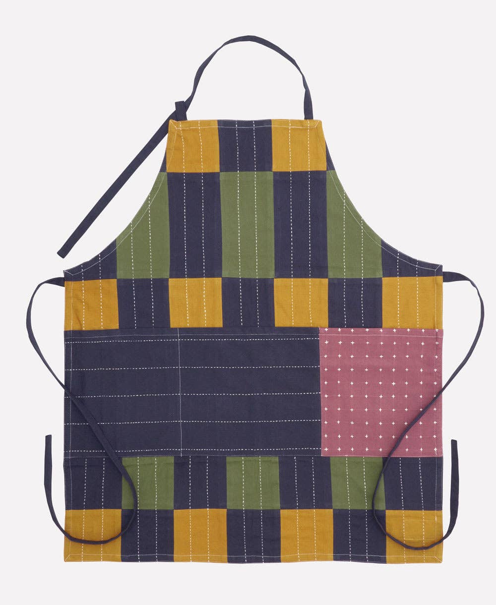 Trellis Organic Cotton Bib Apron - Ochre: Ochre, photo 2 of 3