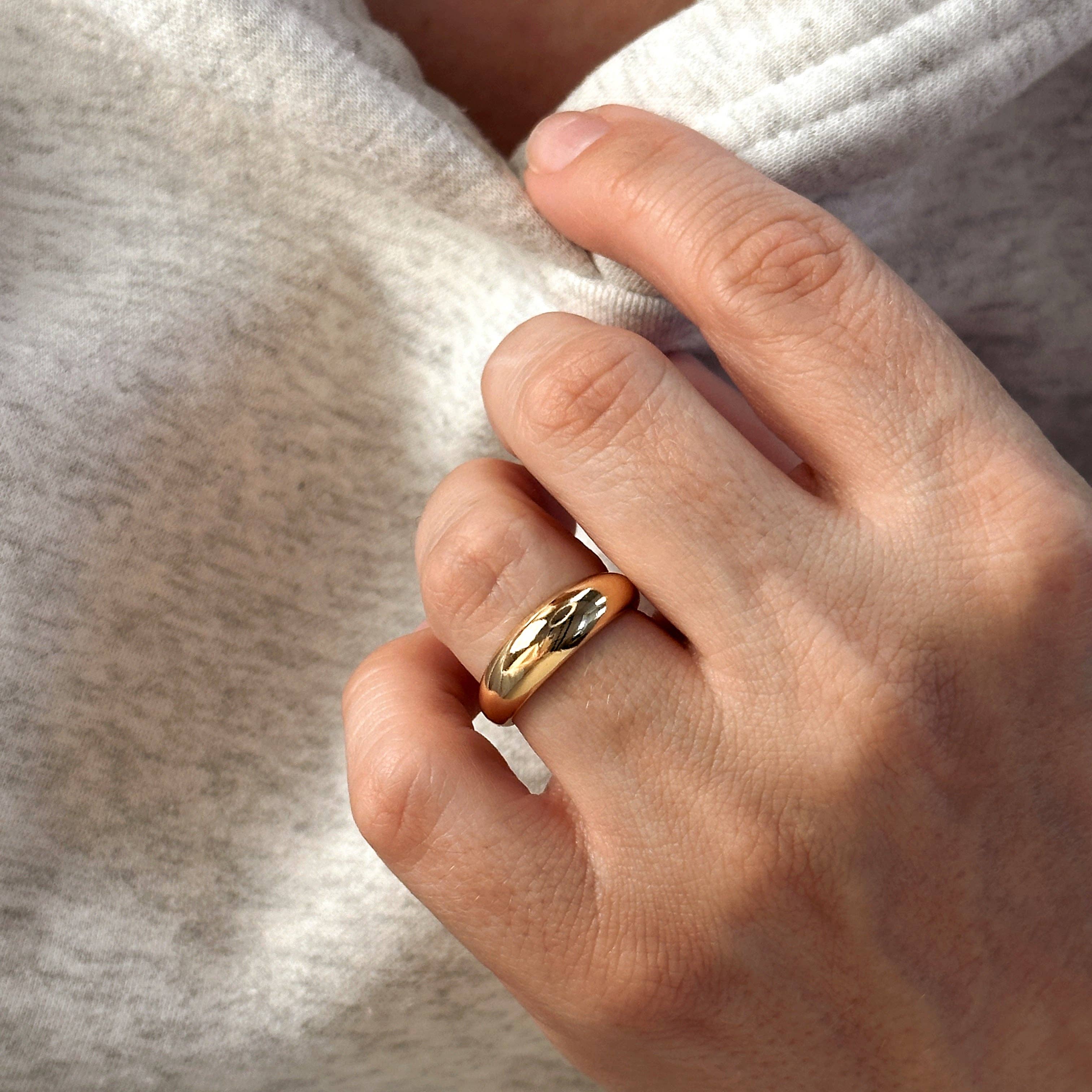 Size 7.5- 18k Gold Filled Mini Polished Dome Ring, photo 2 of 7