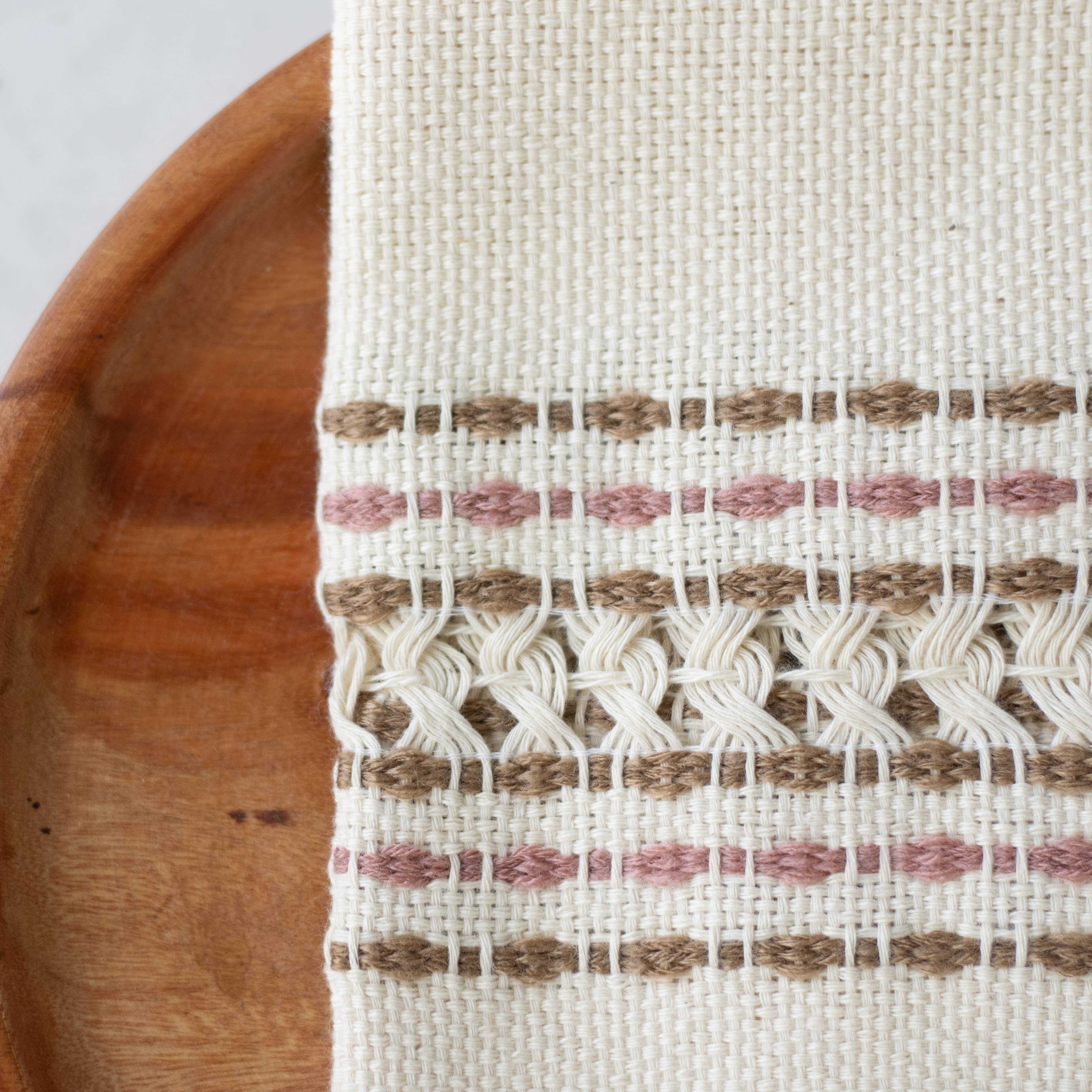 Handwoven Cotton Napkin - Pink and Brown, photo 5 of 5