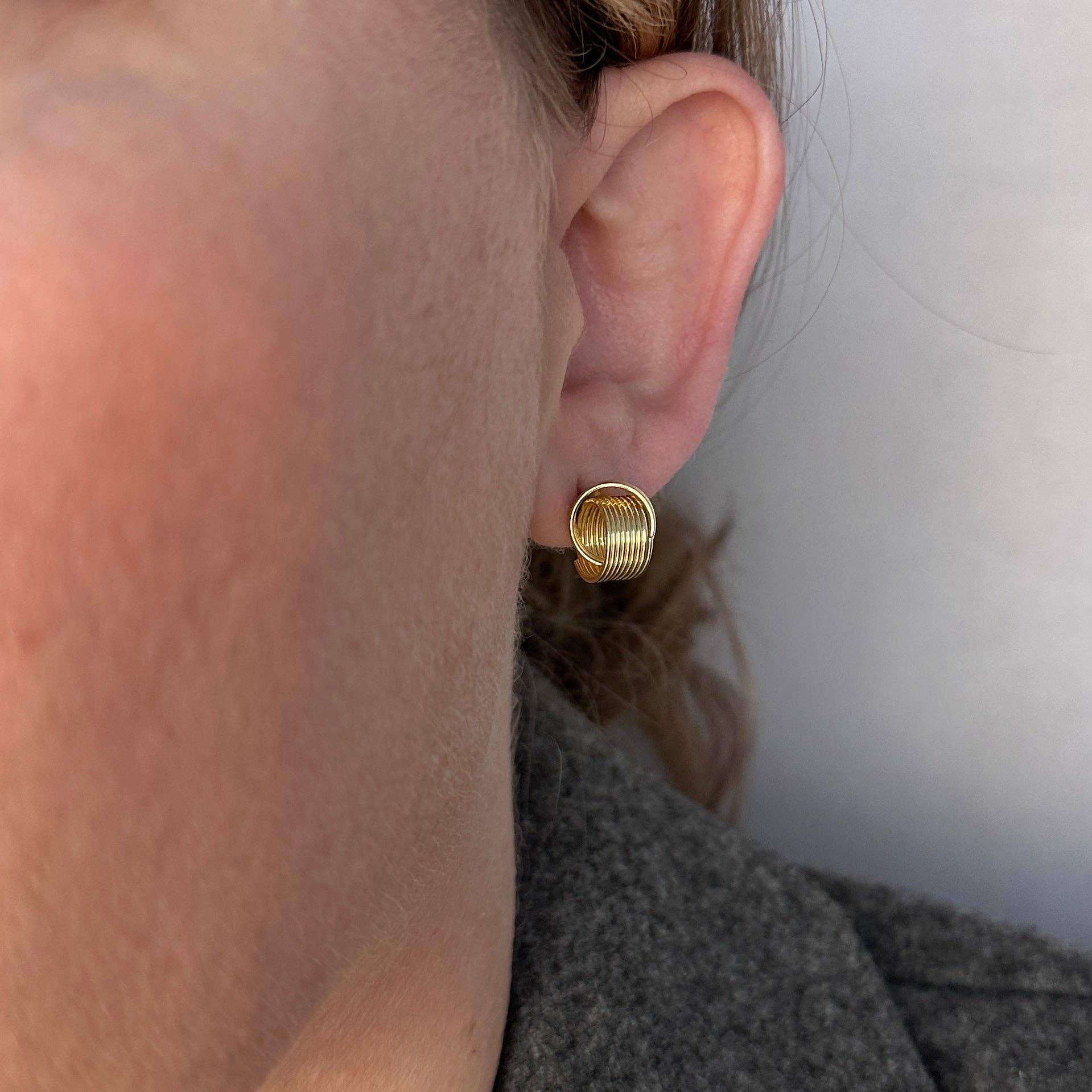 18k Gold Filled Wire Knot Stud Earrings, photo 7 of 7