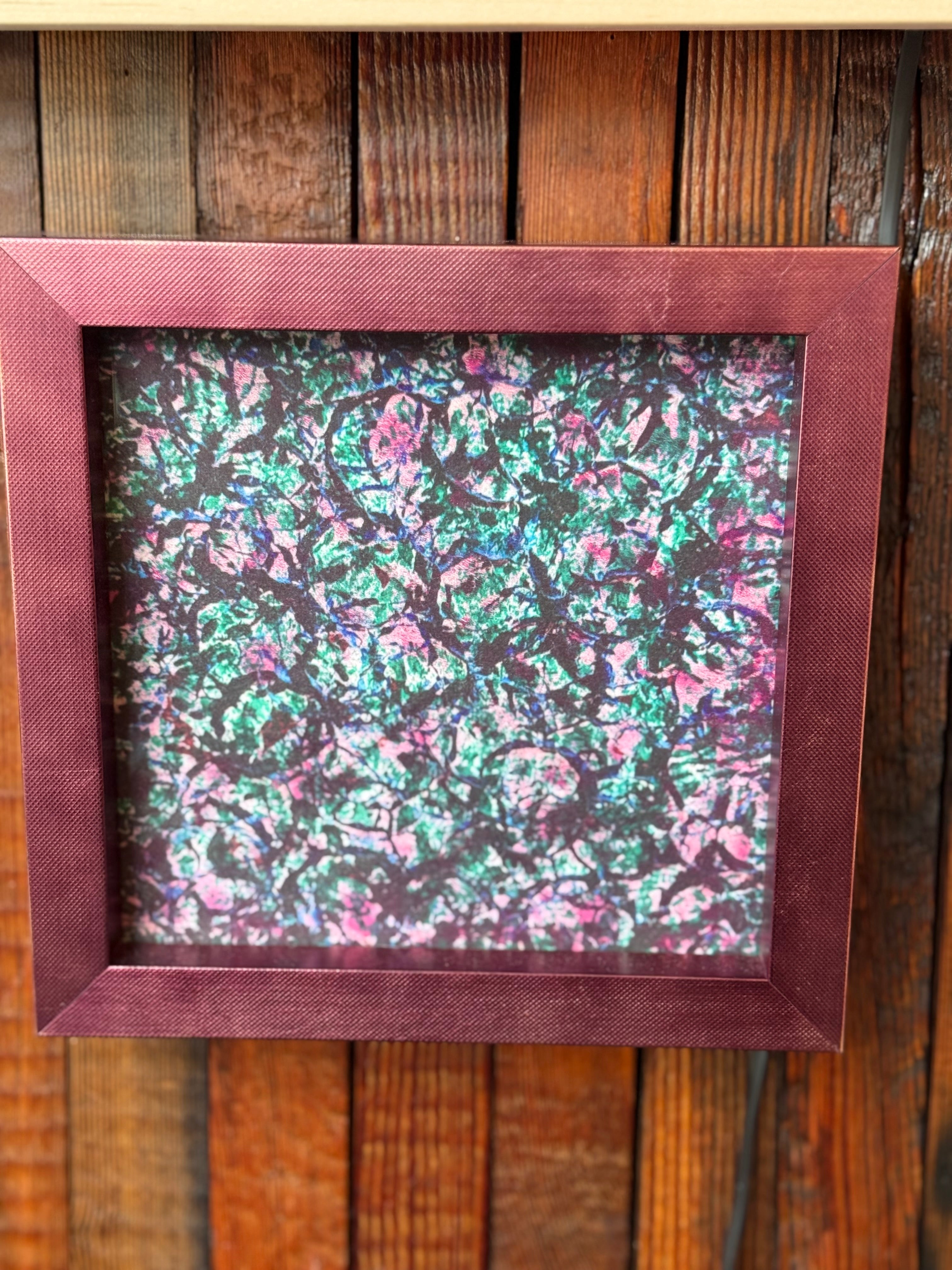 Red tree tops on red frame
