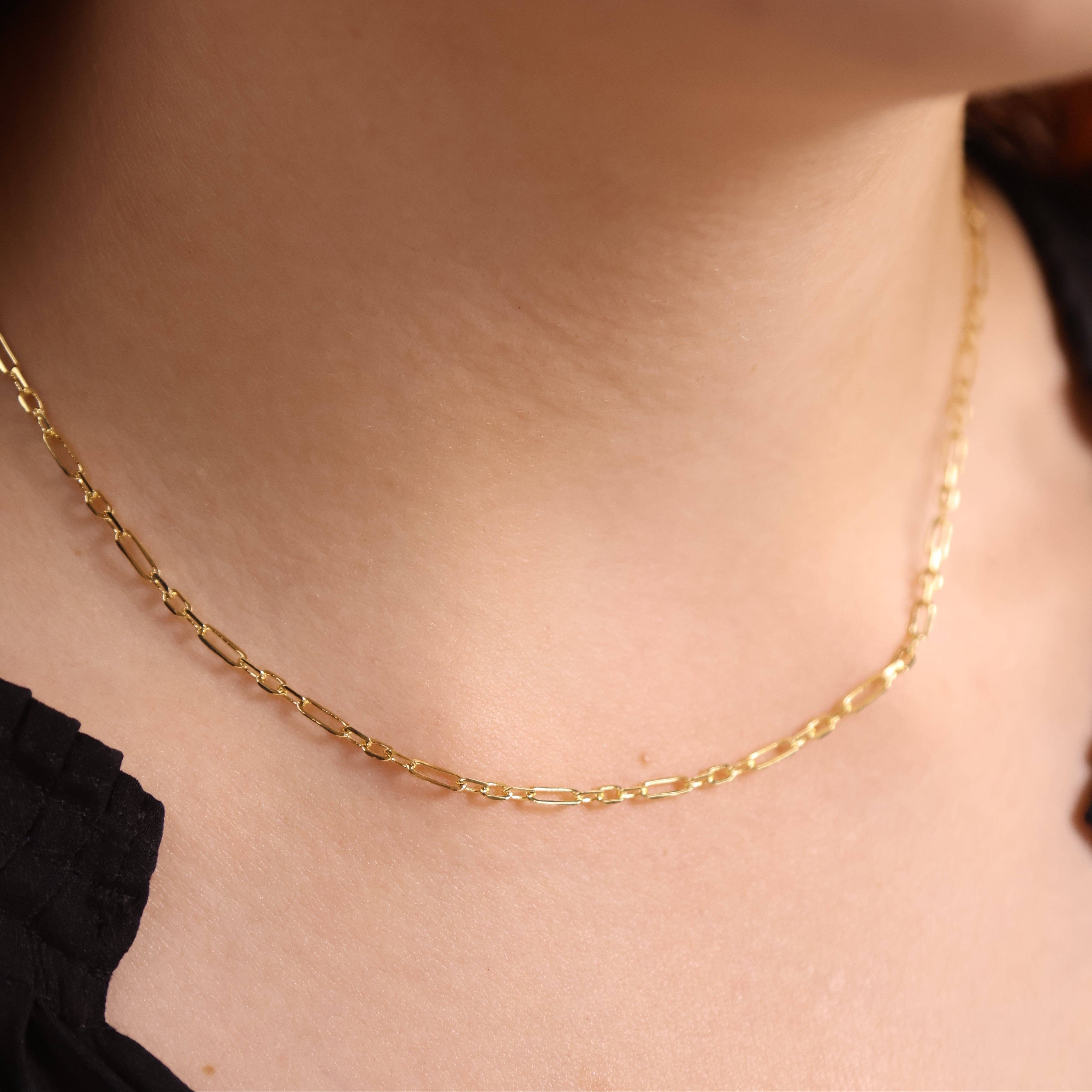 16” - 18k Gold Filled 3x1 Alternated Paperclip Necklace, photo 2 of 6