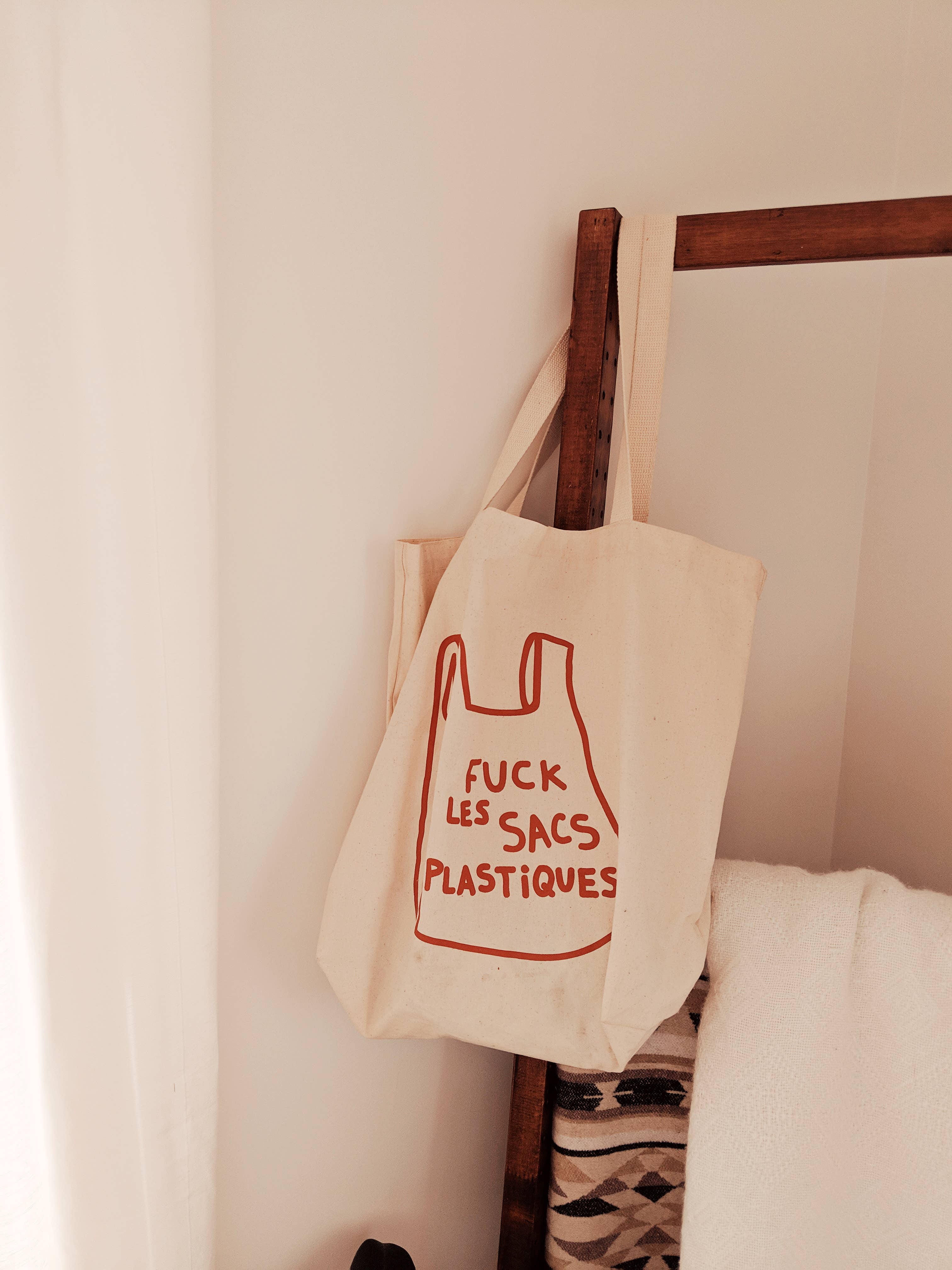 Fuck Plastique French Printed Cotton Tote Bag, photo 2 of 5