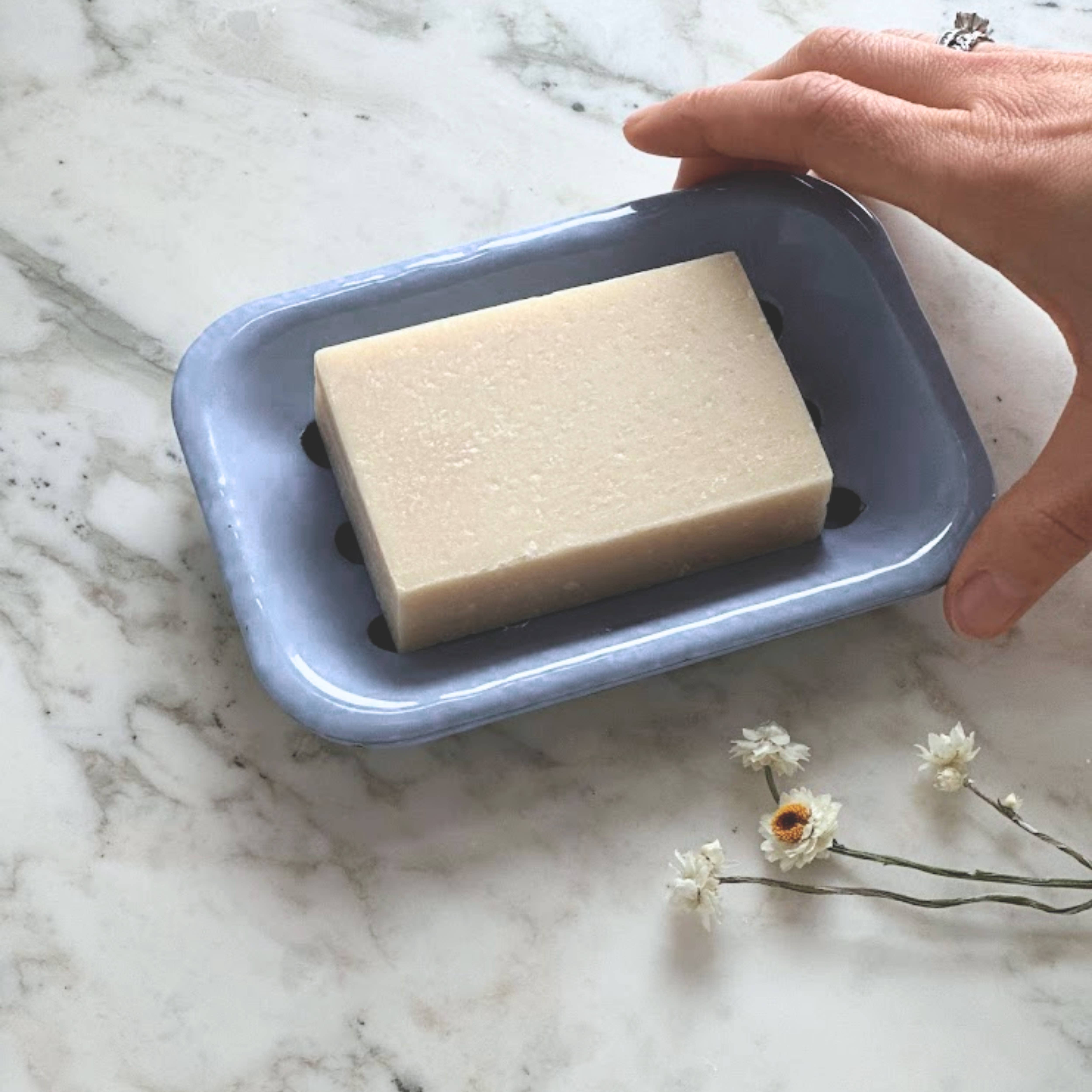 Enamel soap dish in hydrangea blue, photo 2 of 6