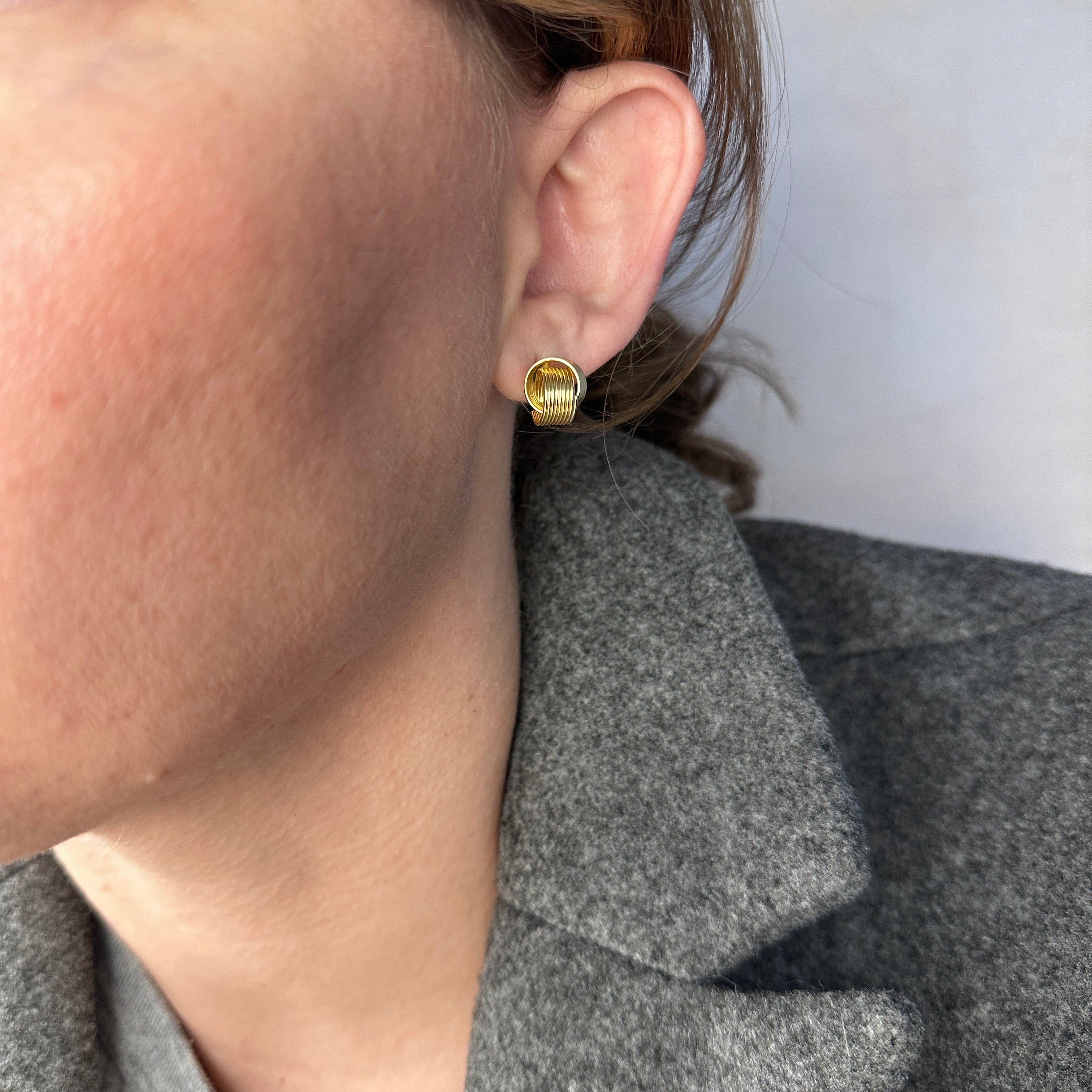 18k Gold Filled Wire Knot Stud Earrings, photo 5 of 7