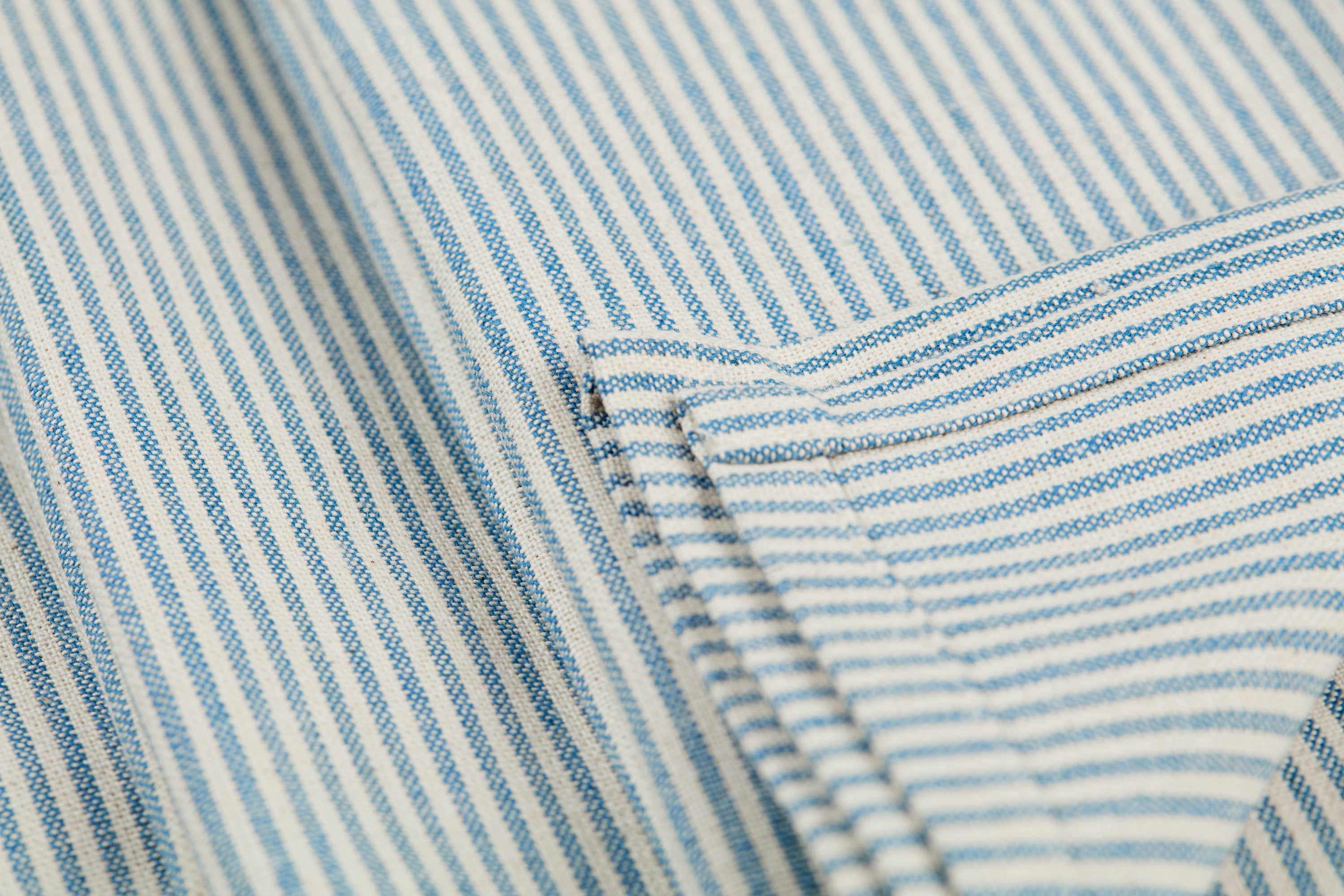 Cloth Dinner Napkins – Cotton Set of 4, Stripes & Solid: Blue Pinstriped, photo 8 of 8