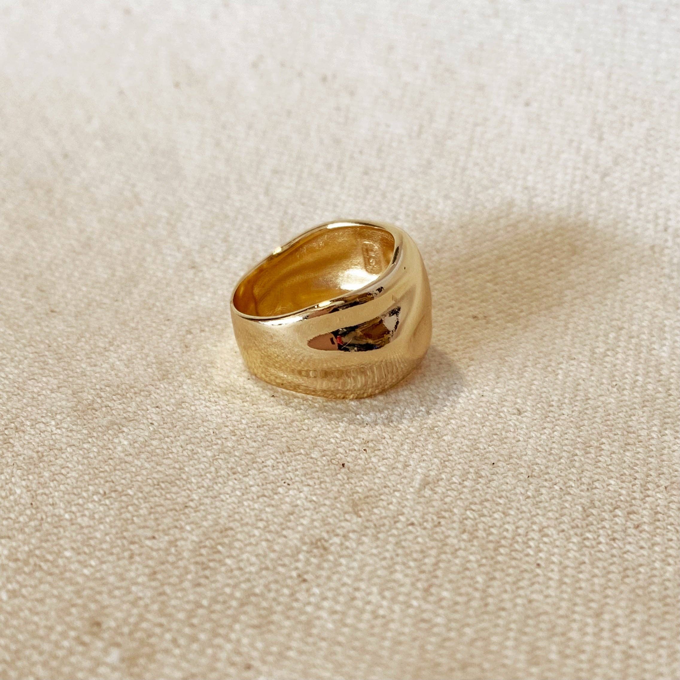 Size 6 - 18k Gold Filled Wavy Wide Band, photo 4 of 5