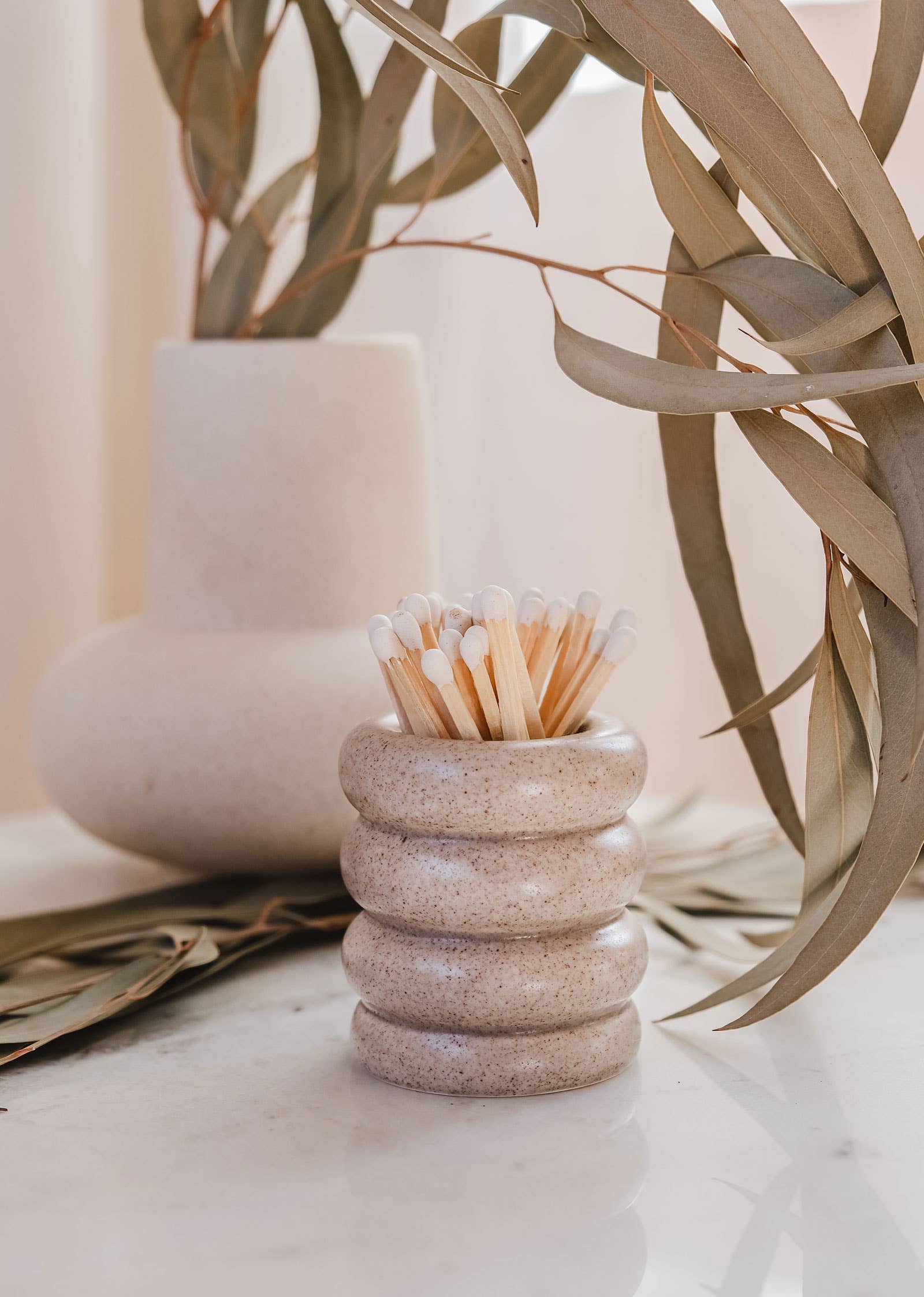 Ceramic match pot: Speckled grey, photo 4 of 8
