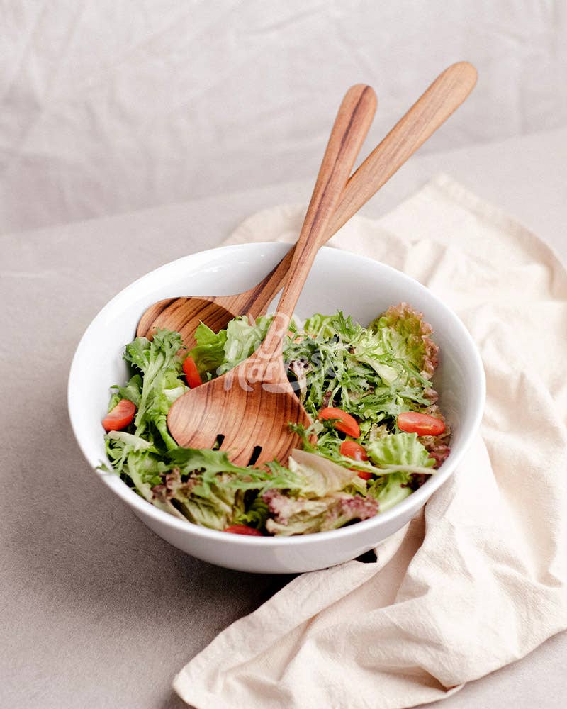Teak Wooden Salad Servers Set - Salad Spoon Fork Spatula, photo 2 of 3
