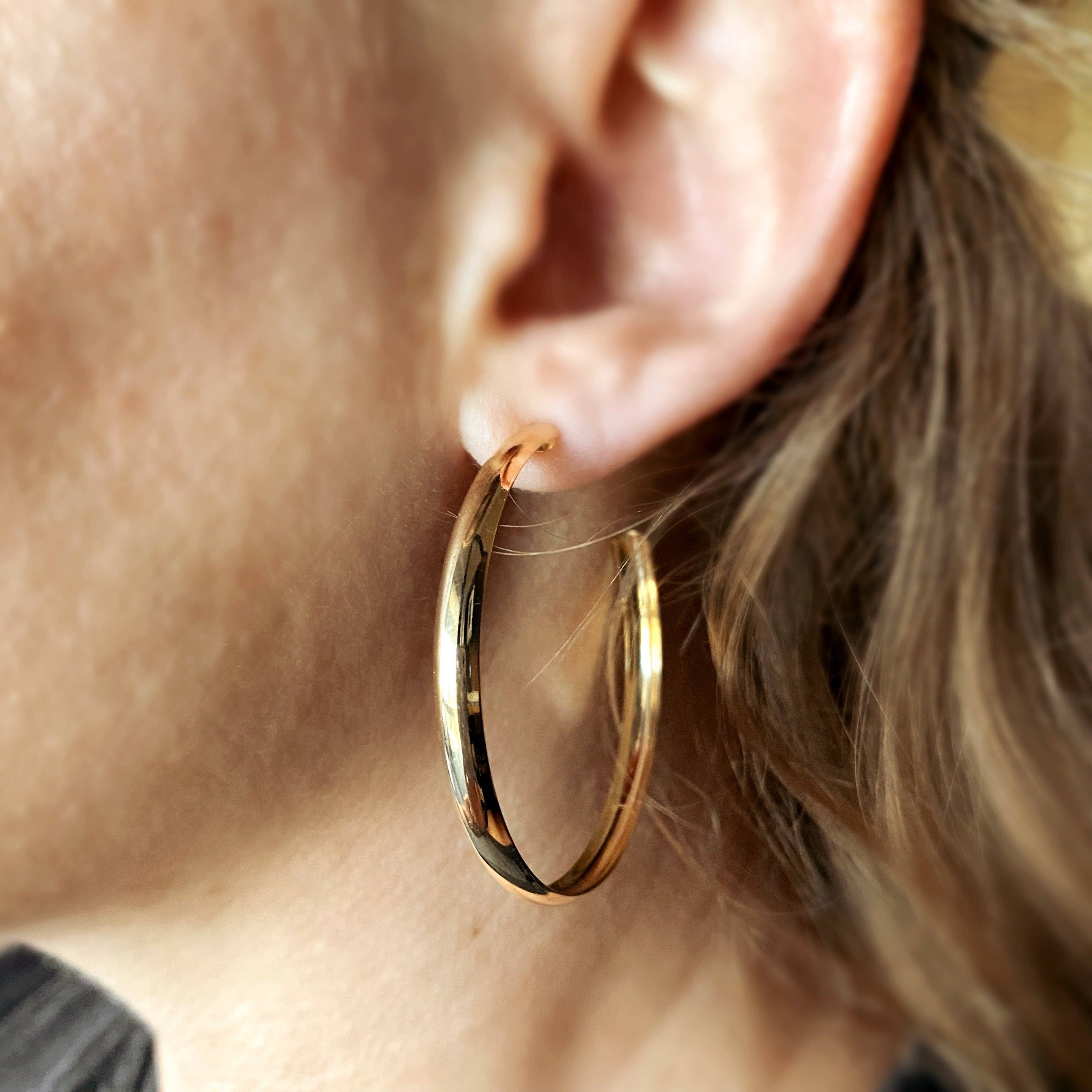 18k Gold Filled 50mm Hollow Continuous Hoop Earrings, photo 2 of 4