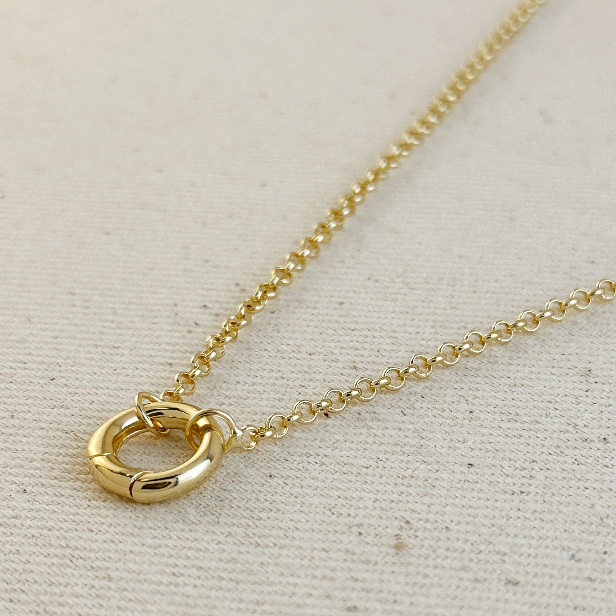 16”-18k Gold Filled Rolo Chain Necklace Featuring Carabiner Clasp, photo 3 of 6