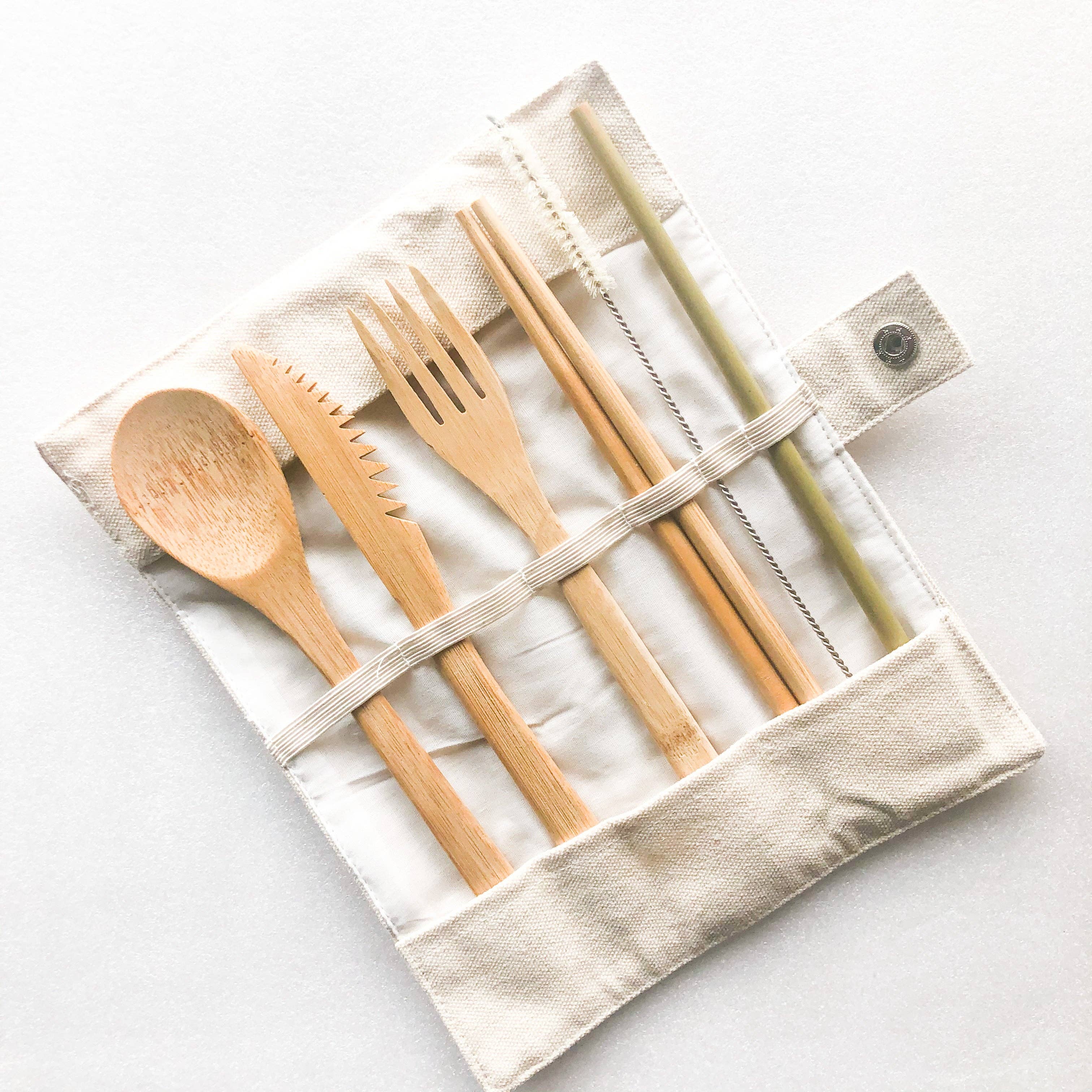 Bamboo Cutlery Set | Zero Waste Reusable | Washable Organic: Beige, photo 1 of 6