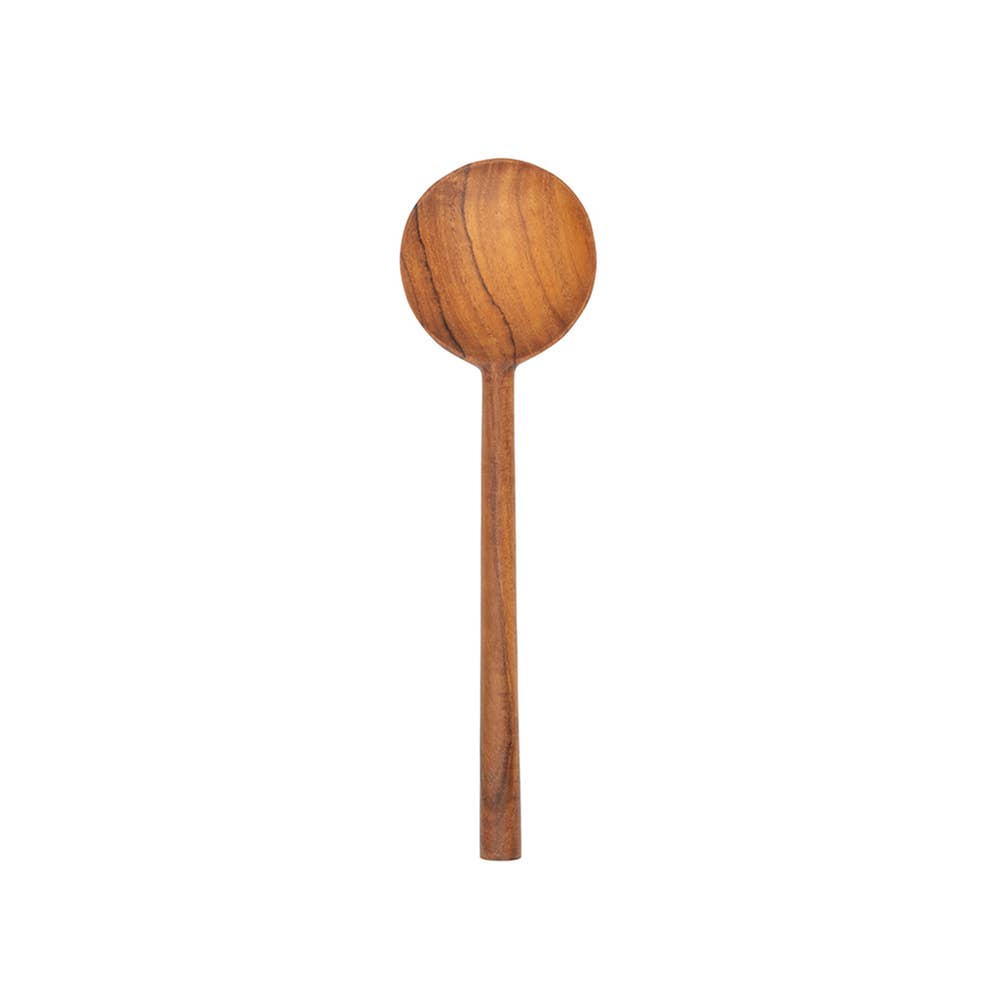 Round Teak Bowl Wooden Spoon, photo 1 of 8