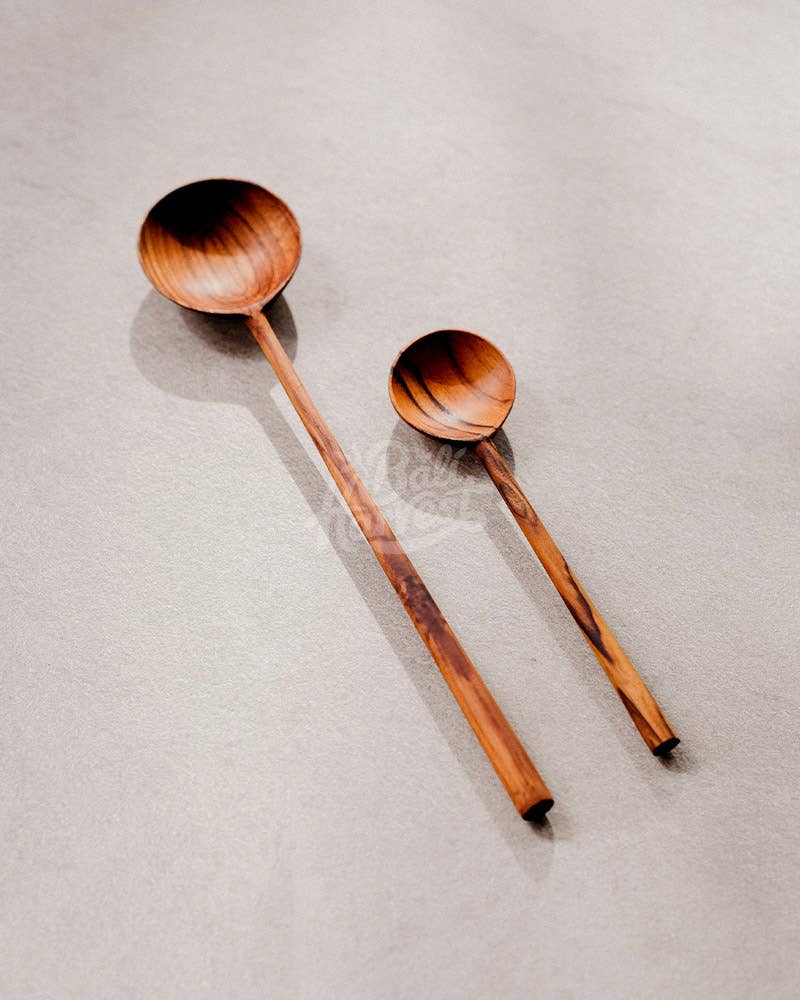 Round Teak Bowl Wooden Spoon, photo 2 of 8
