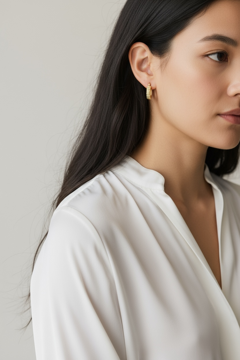 Ridged Hoop Earrings, photo 2 of 6