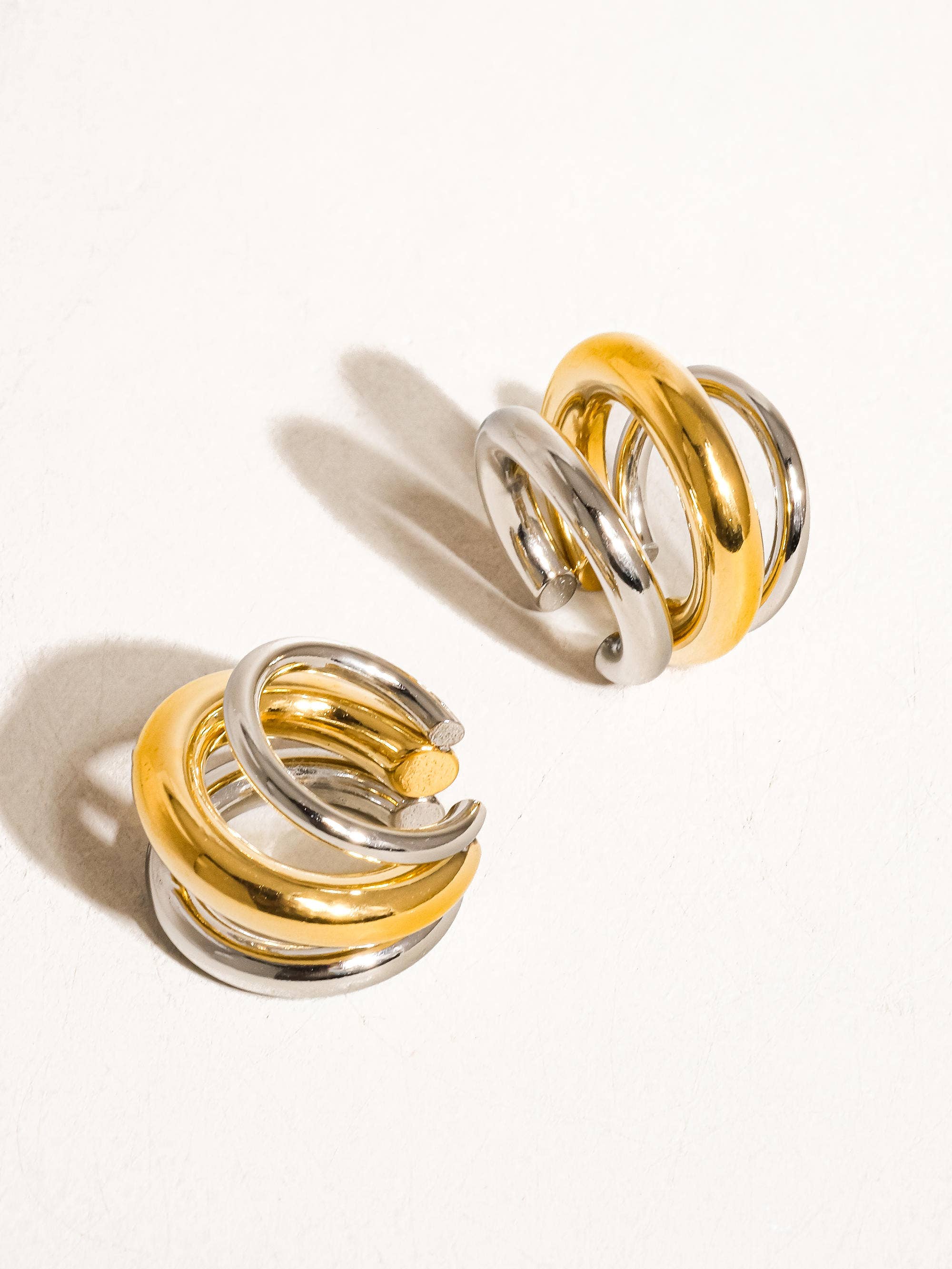Ames 18K Gold Non-Tarnish Trilayer C Hoop Ear Cuff: Yellow Gold, photo 3 of 6
