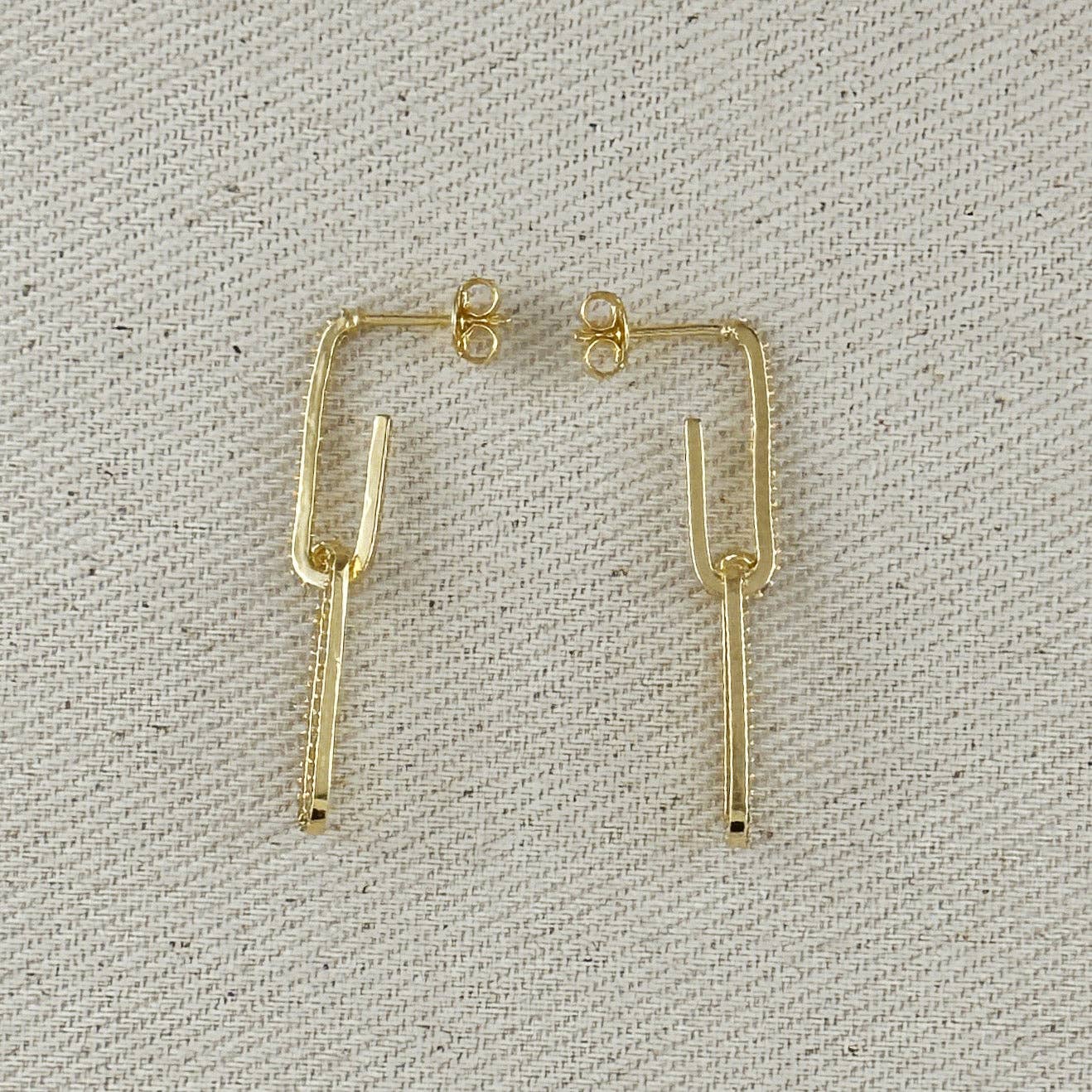 18k Gold Filled CZ Paperclip Drop Earrings, photo 6 of 7