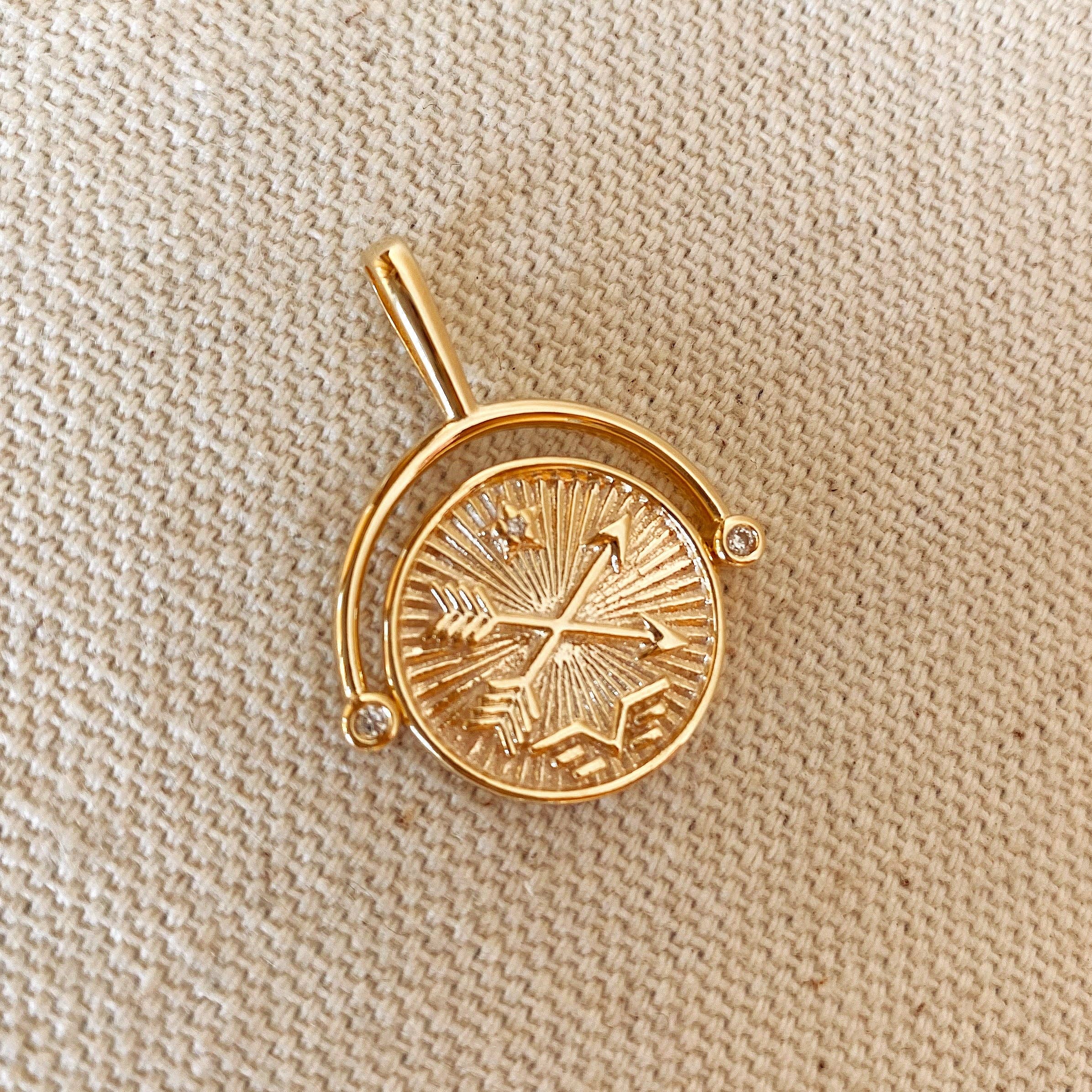 18k Gold-Plated Compass Pendant, photo 3 of 6
