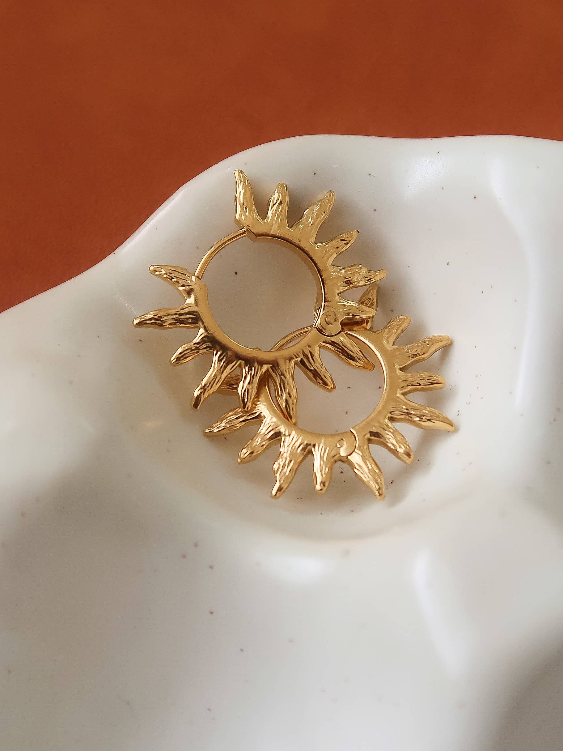 Sablière 18K Gold Non-Tarnish Sunburst Hoop Earrings: Yellow Gold, photo 1 of 5