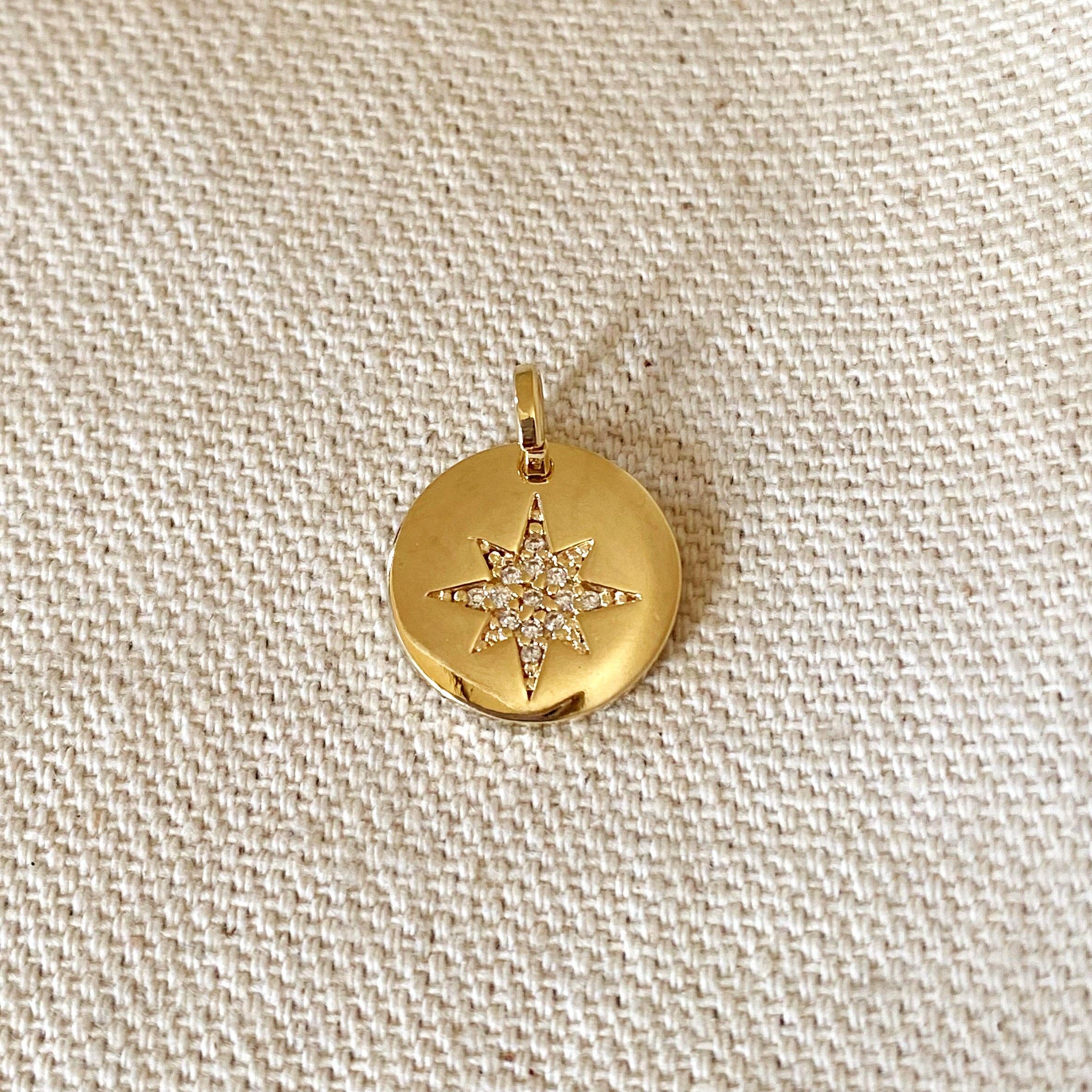18k Gold Filled Starburst Star Plate Charm, photo 1 of 2